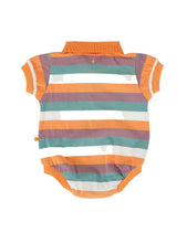 Load image into Gallery viewer, Dino Valley Nostalgia Stripe Polo Romper
