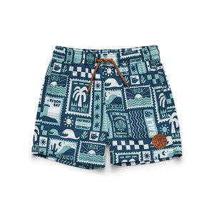 Board Shorts - Blue Postcards