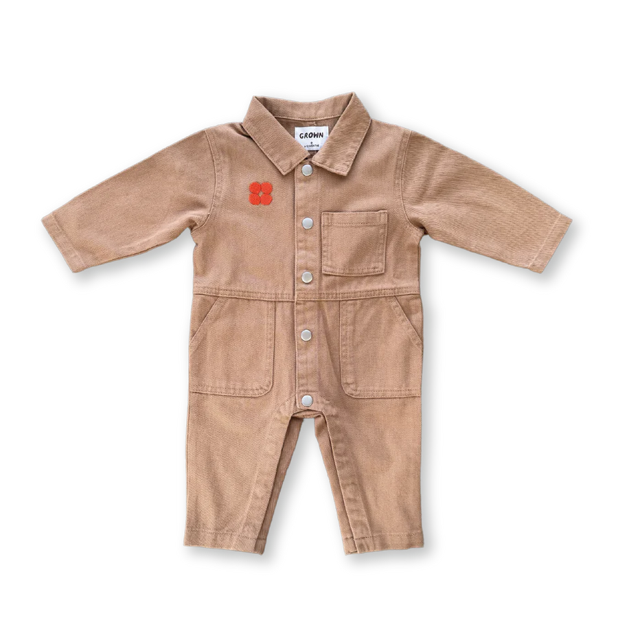 Organic Denim Boilersuit - Clay