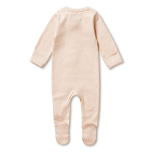 Load image into Gallery viewer, Organic Stripe Rib Zipsuit with Feet - Cantaloupe
