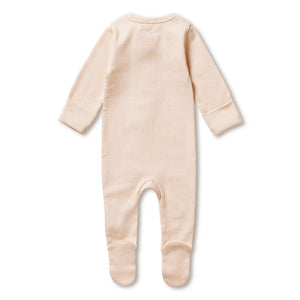 Organic Stripe Rib Zipsuit with Feet - Cantaloupe