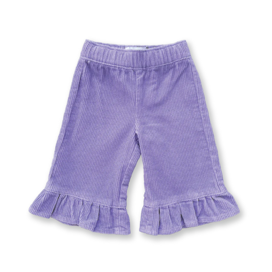 Organic Frill Cord Pant - Iris