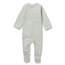 Load image into Gallery viewer, Organic Stripe Rib Zipsuit with Feet - Fern
