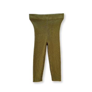 Organic Ribbed Essential Leggings - Herb