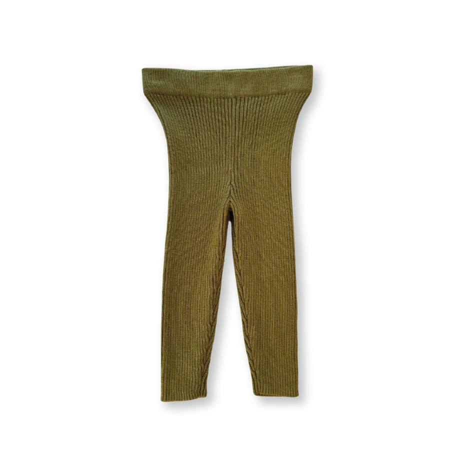 Organic Ribbed Essential Leggings - Herb