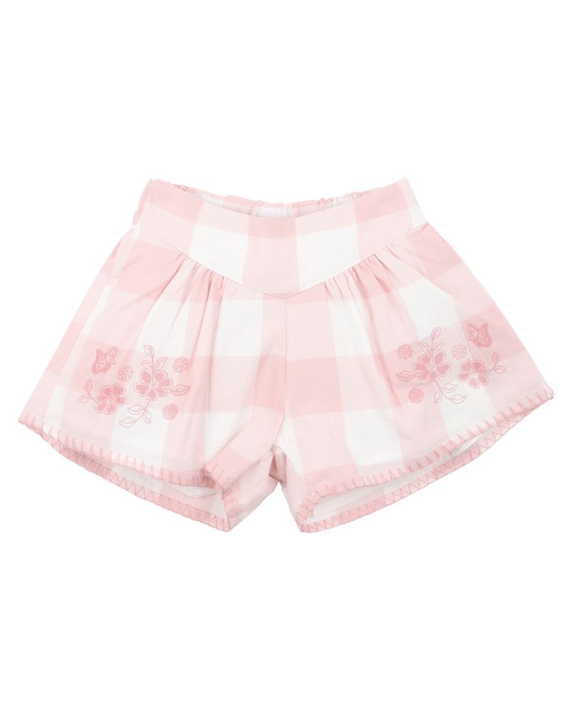 Lara Embroidered Check Shorts