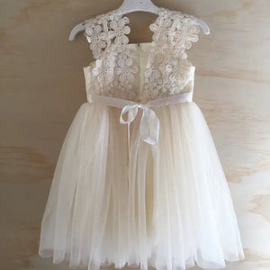 Layla White Flower Girl Dress