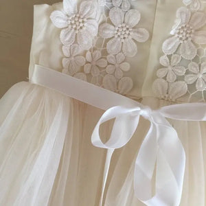 Layla White Flower Girl Dress