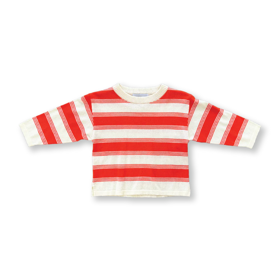 Organic 7-Stripe Long Sleeve Tee - Tomato