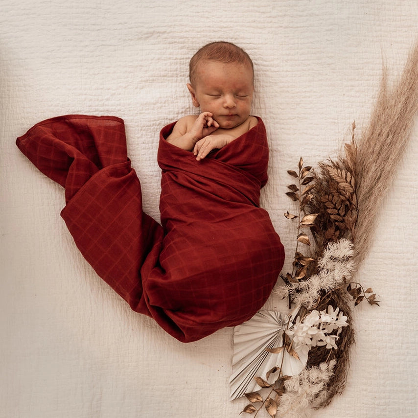 Rust Organic Muslin Wrap